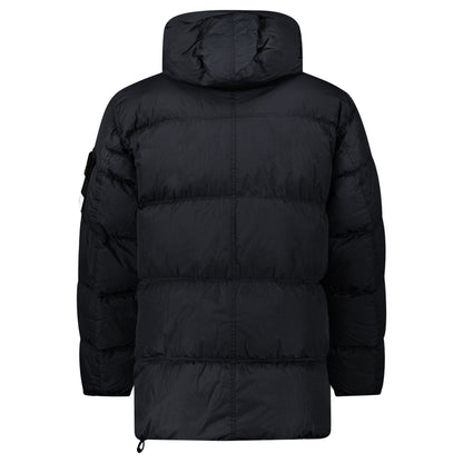 Stone Island Hooded Down Crinkle Reps NY Jacket in Black - Kick Game