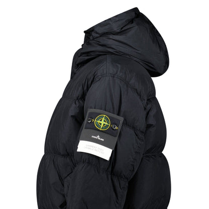 Stone Island Hooded Down Crinkle Reps NY Jacket in Black - Kick Game