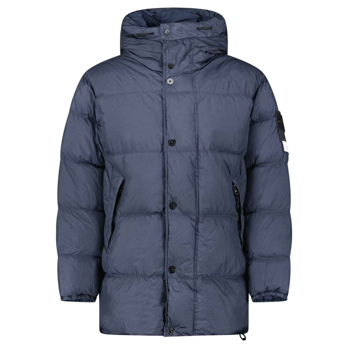 Stone Island Hooded Down Crinkle Reps NY Jacket in Navy - Kick Game