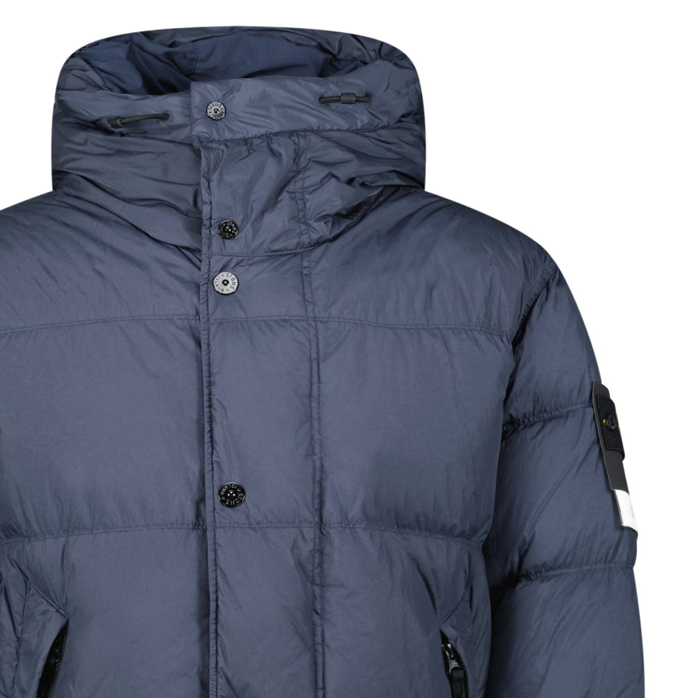 Stone Island Hooded Down Crinkle Reps NY Jacket in Navy - Kick Game