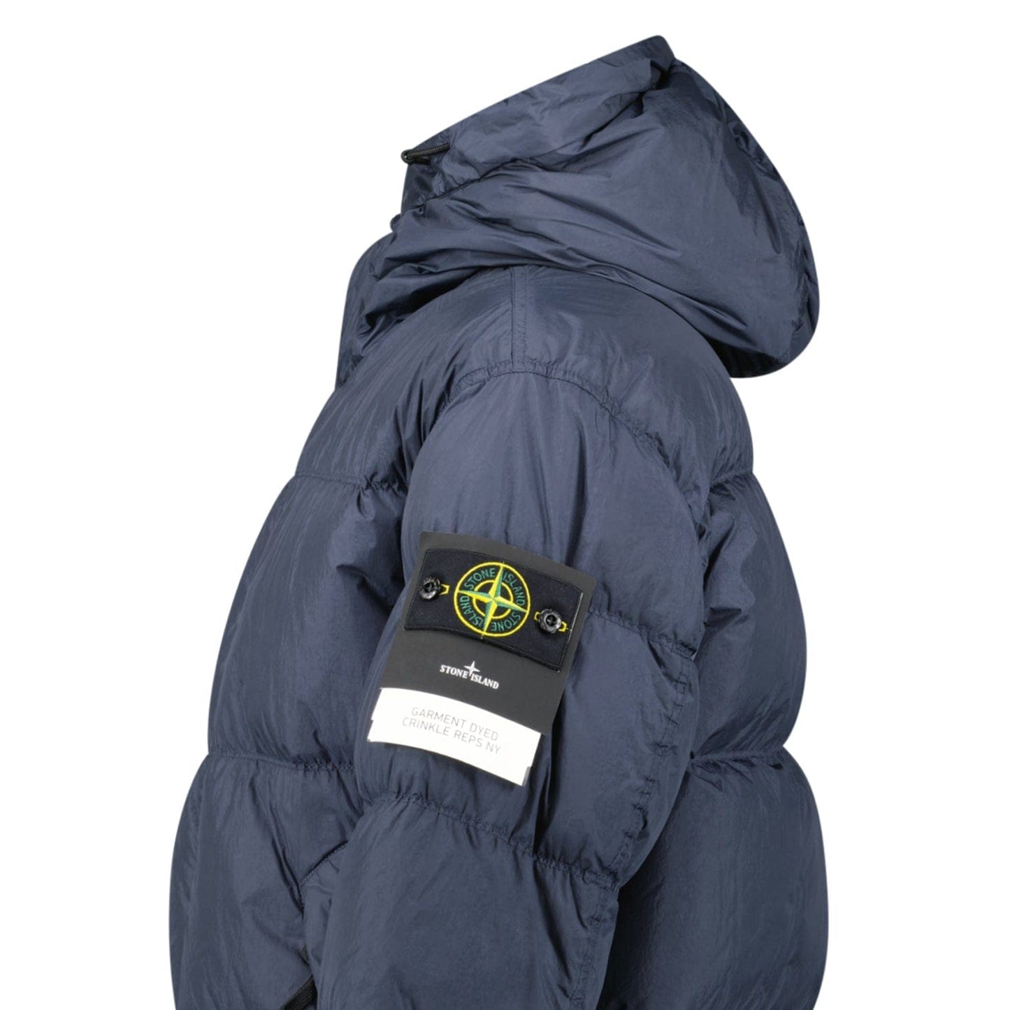 Stone Island Hooded Down Crinkle Reps NY Jacket in Navy - Kick Game