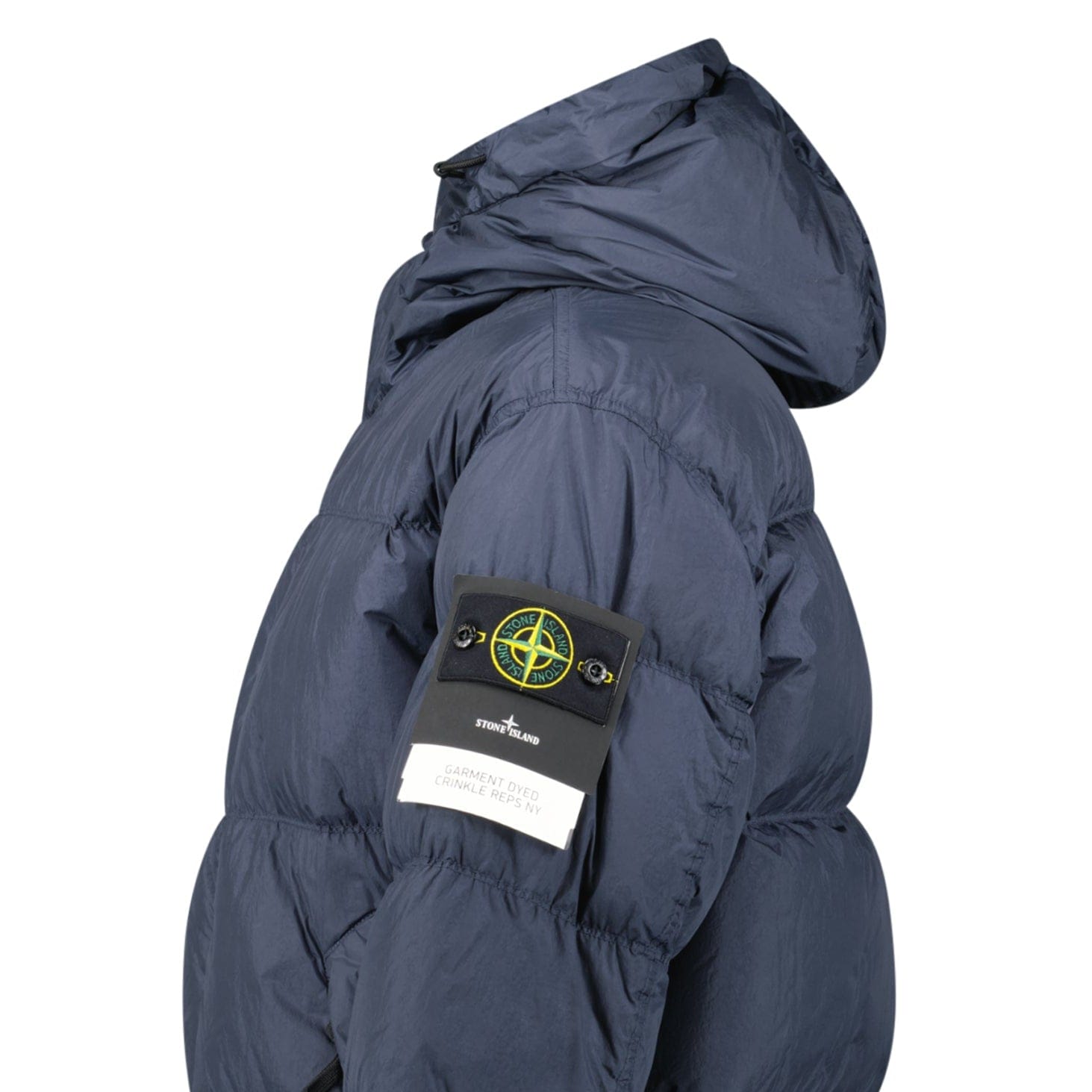 Stone Island Hooded Down Crinkle Reps NY Jacket in Navy - Kick Game