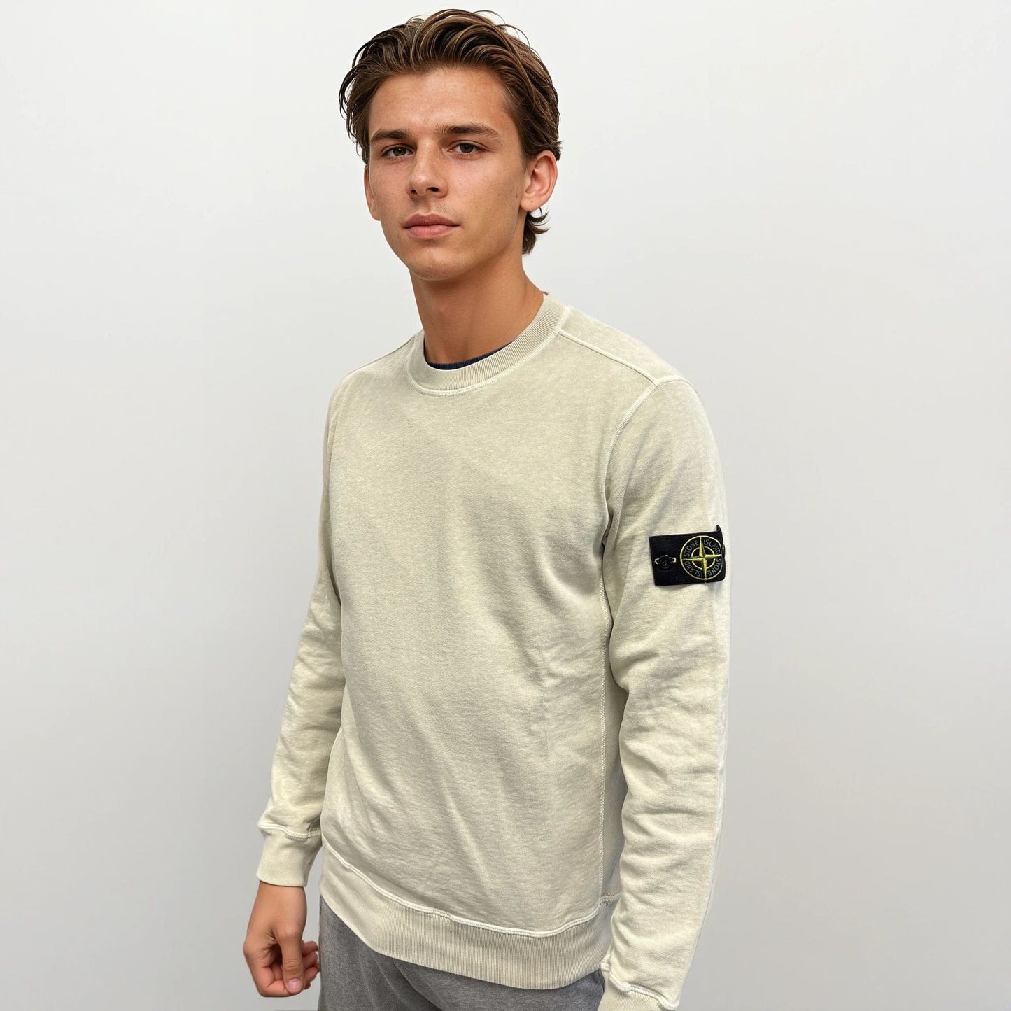 Stone Island Old Effect Crewneck Sweatshirt Beige - Kick Game