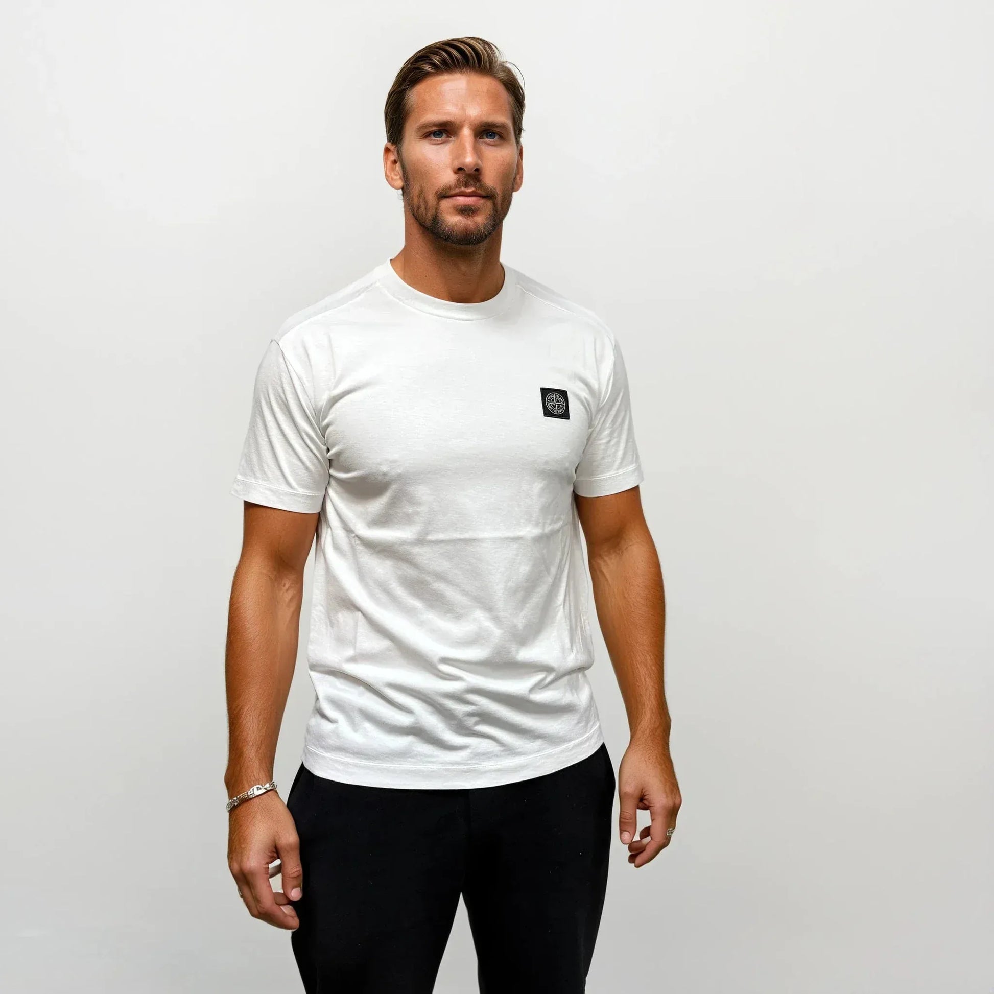 Stone Island Slim-Fit Short-Sleeve T-Shirt With Compass Patch White - Kick Game