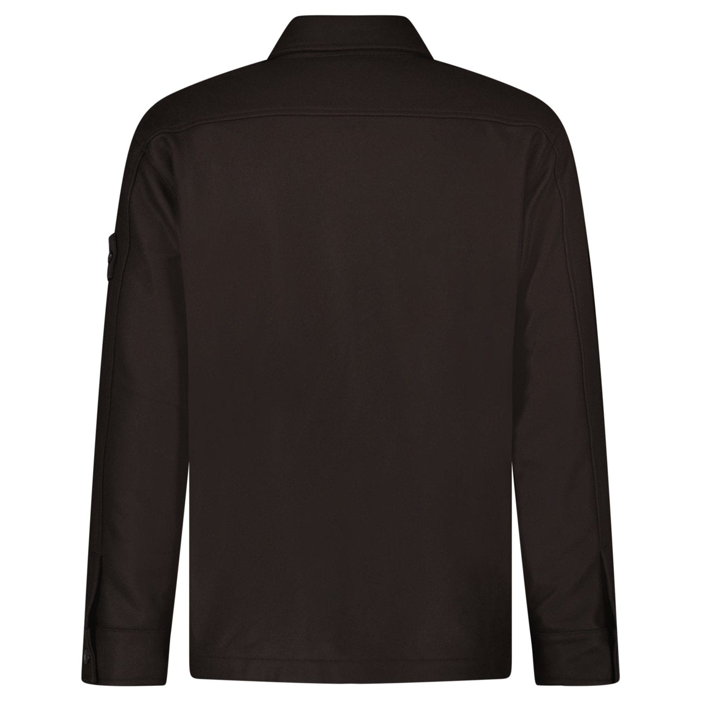 Stone Island Ghost Piece Virgin Wool-Blend Felt Overshirt in Dark Brown - Kick Game