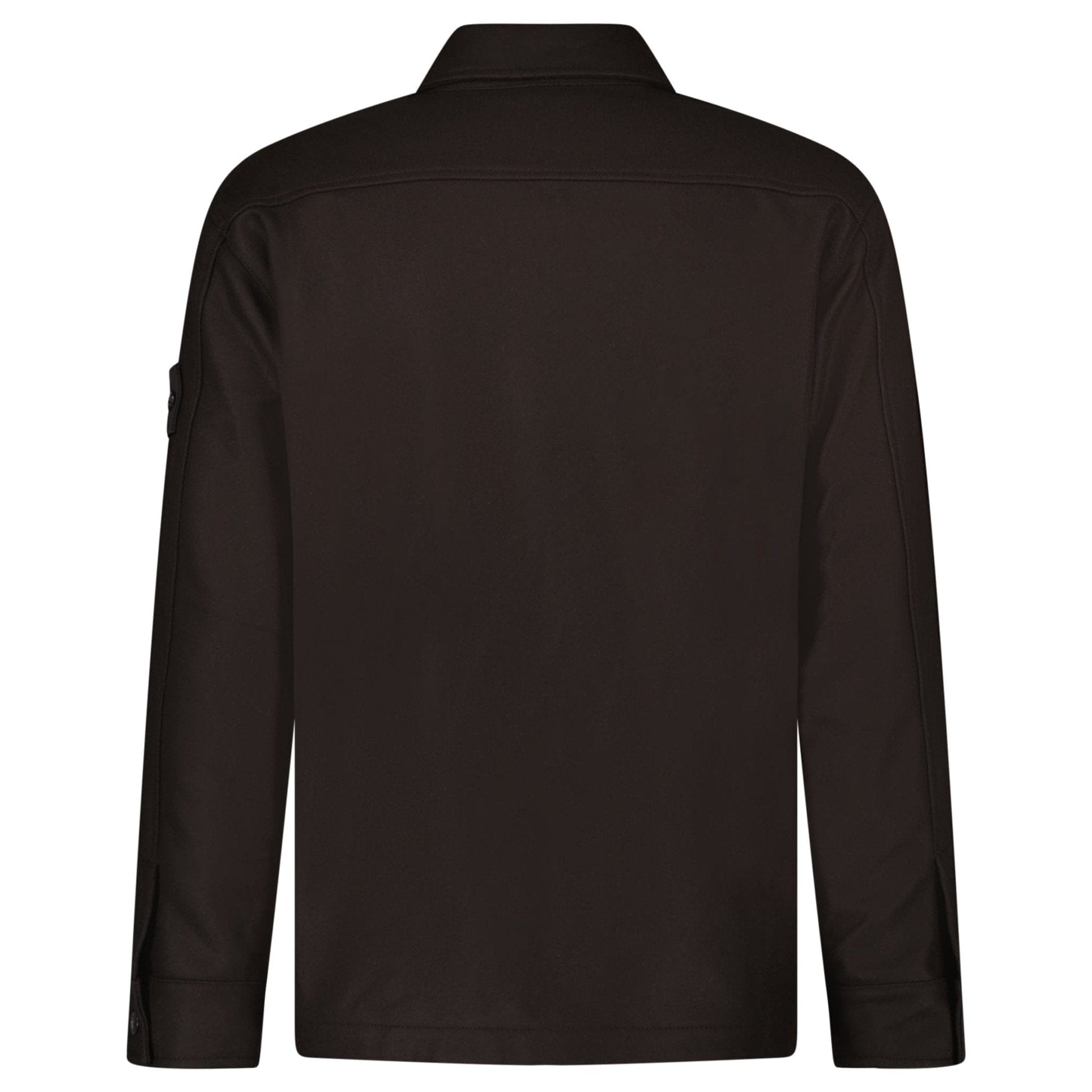 Stone Island Ghost Piece Virgin Wool-Blend Felt Overshirt in Dark Brown - Kick Game