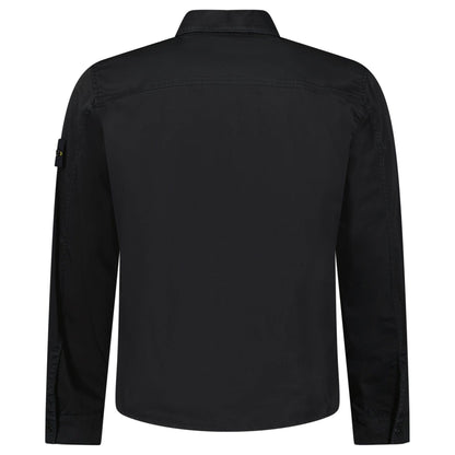 Stone Island Stretch Organic Cotton Satin Overshirt in Black - Kick Game