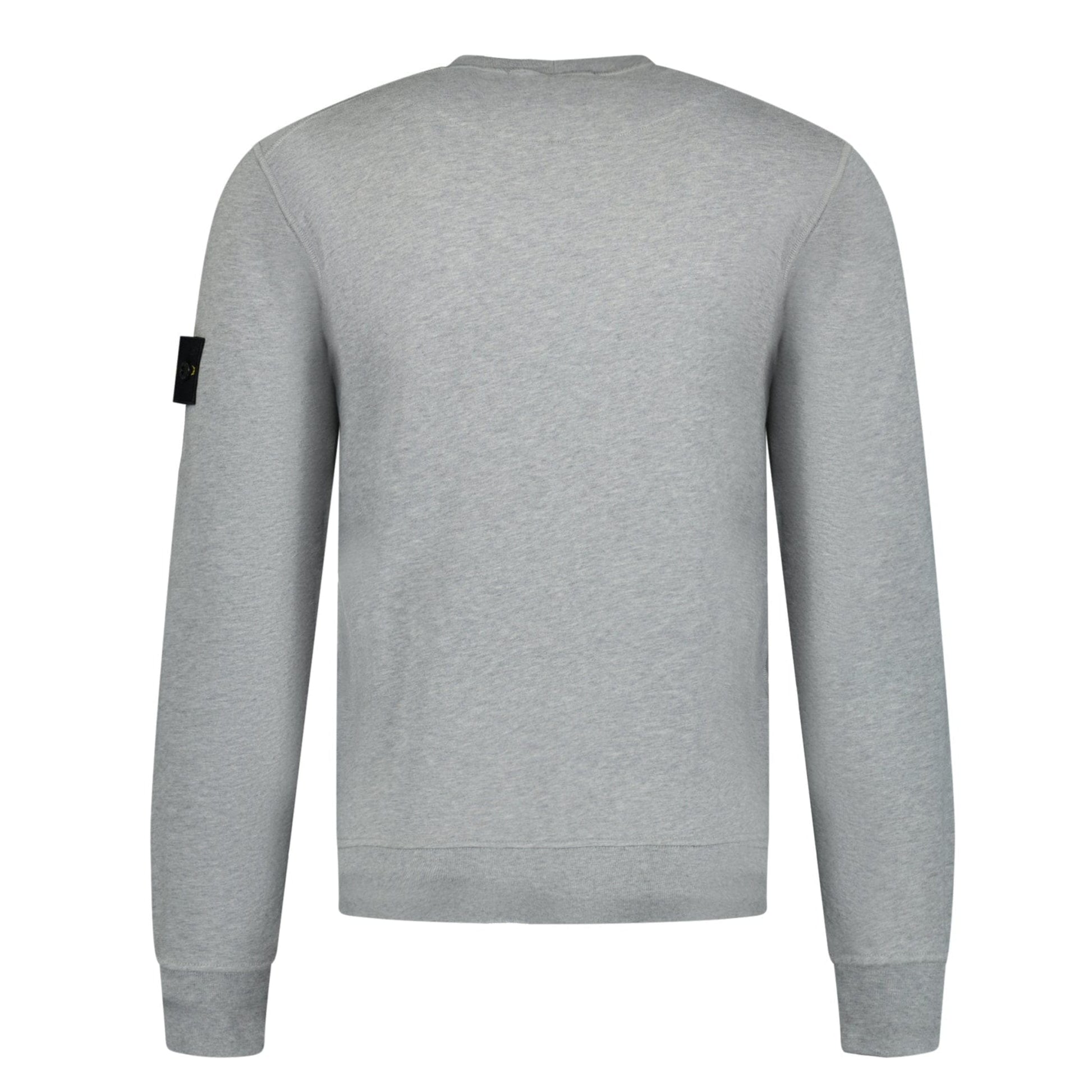 Stone Island Compass Badge Organic Cotton Crewneck Sweatshirt Grey - Kick Game