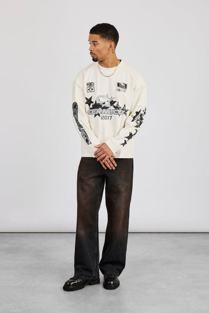 Long Sleeve Cernucci 2017 Graphic T-Shirt - Off White - Kick Game