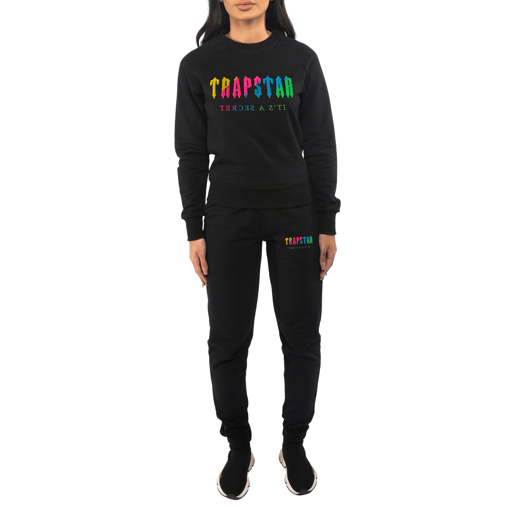 Trapstar Wmns Chenille Crewneck Tracksuit-Candy Falovours EdItion Black - Kick Game