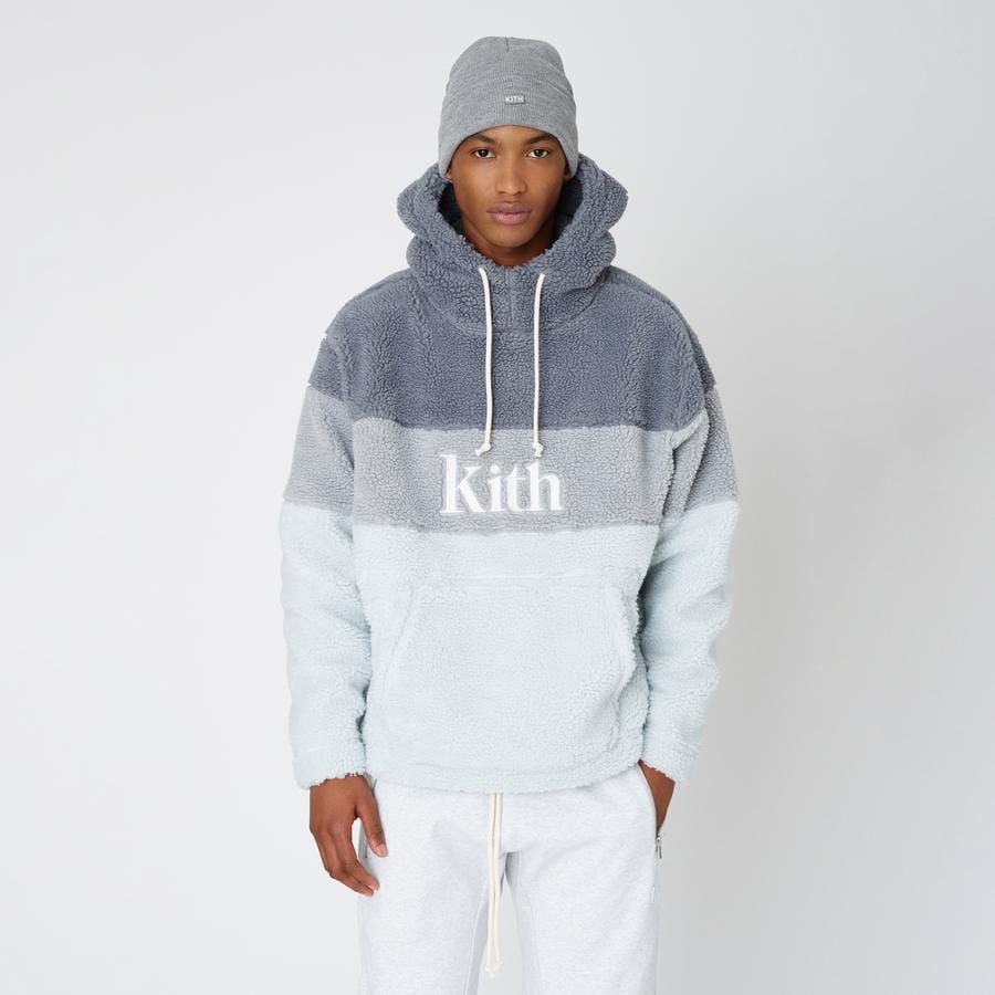 Kith Sherpa Double Pocket Hoodie Pearl Blue - Kick Game