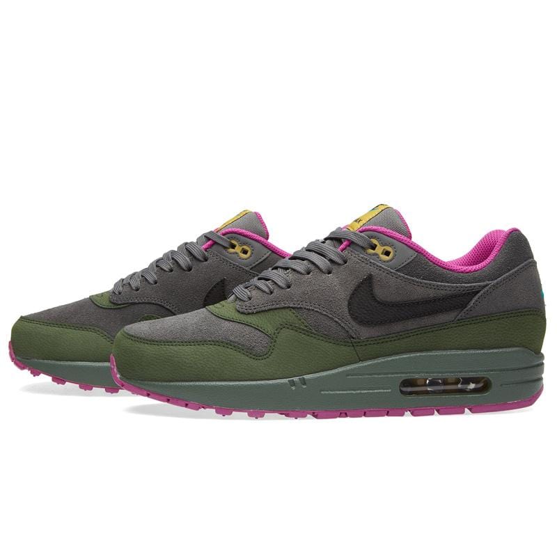 NIKE AIR MAX 1 LEATHER Dark Pewter & Carbon Green - Kick Game