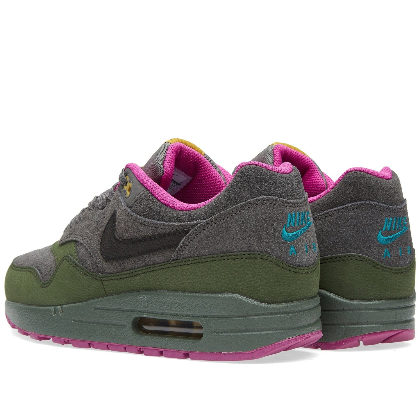 NIKE AIR MAX 1 LEATHER Dark Pewter & Carbon Green - Kick Game