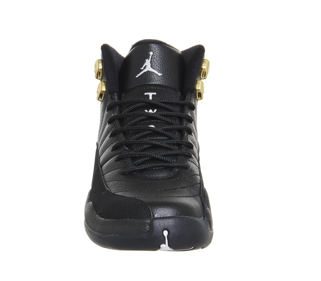 NIKE Mens Air Jordan 12 Retro Black/White-Metallic Gold Leather