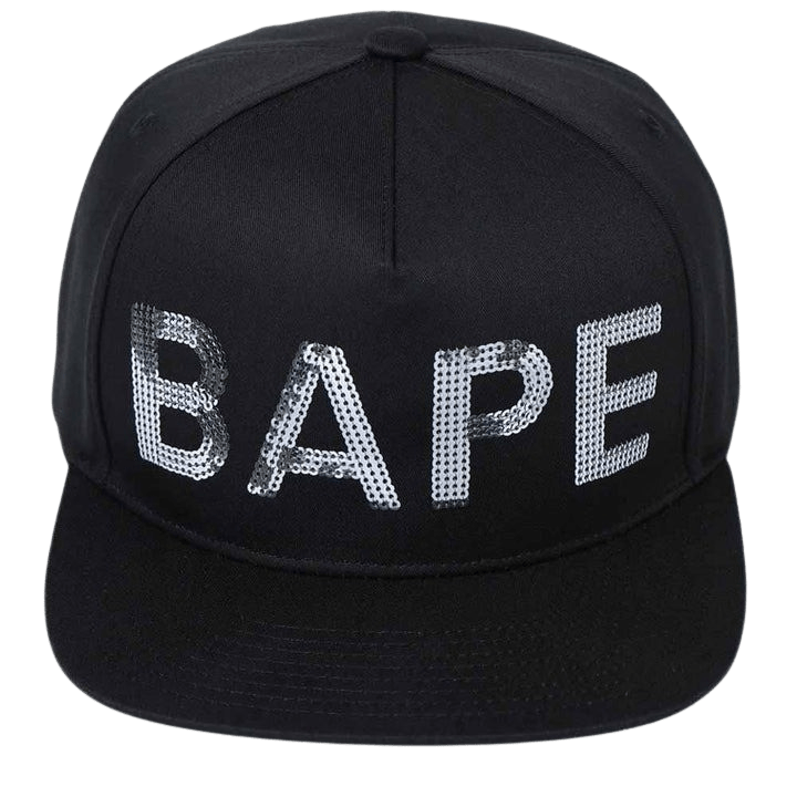 Bape Sequin Snap Back Cap Black - JuzsportsShops