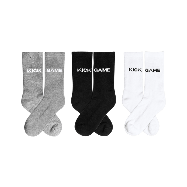 Kick Game 3 Pack Socks "Black White Grey" - Kick Game