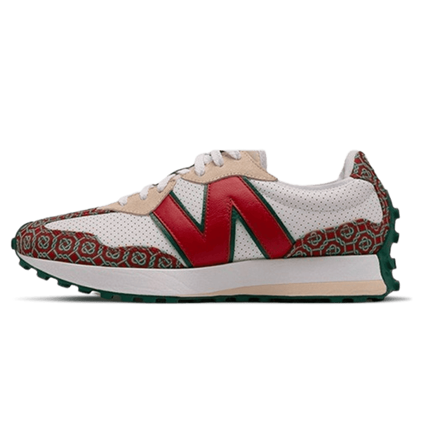 new balance 327 snow white with rumba red