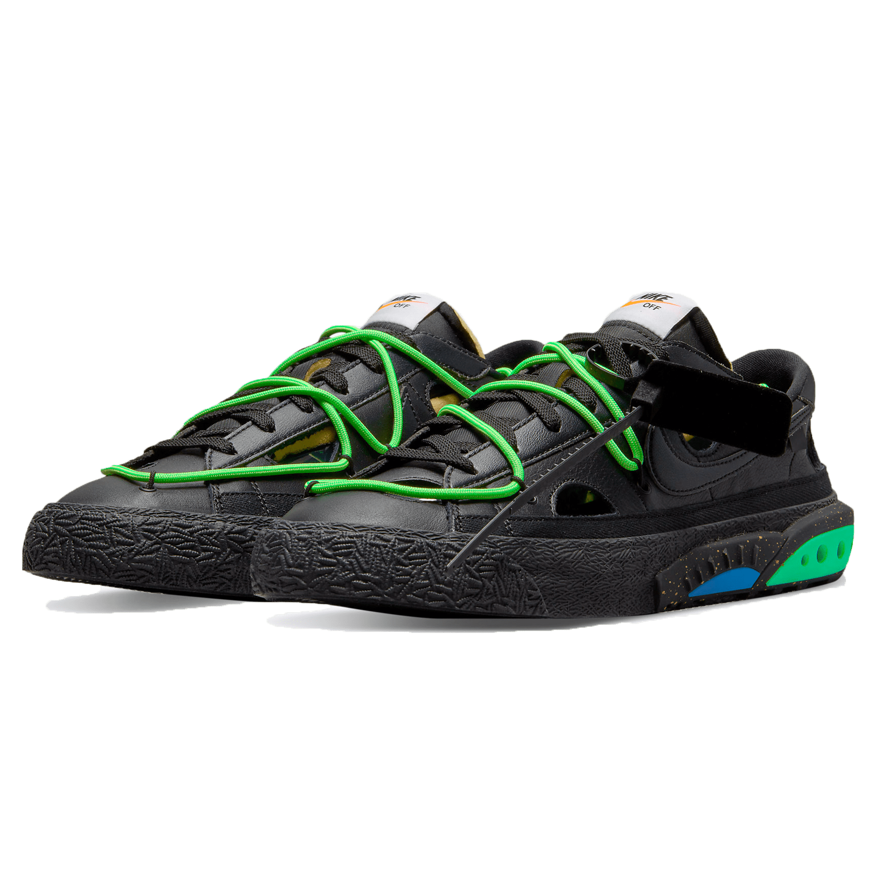 Off-White x Nike Blazer Low 'Black Electro Green' - Kick Game