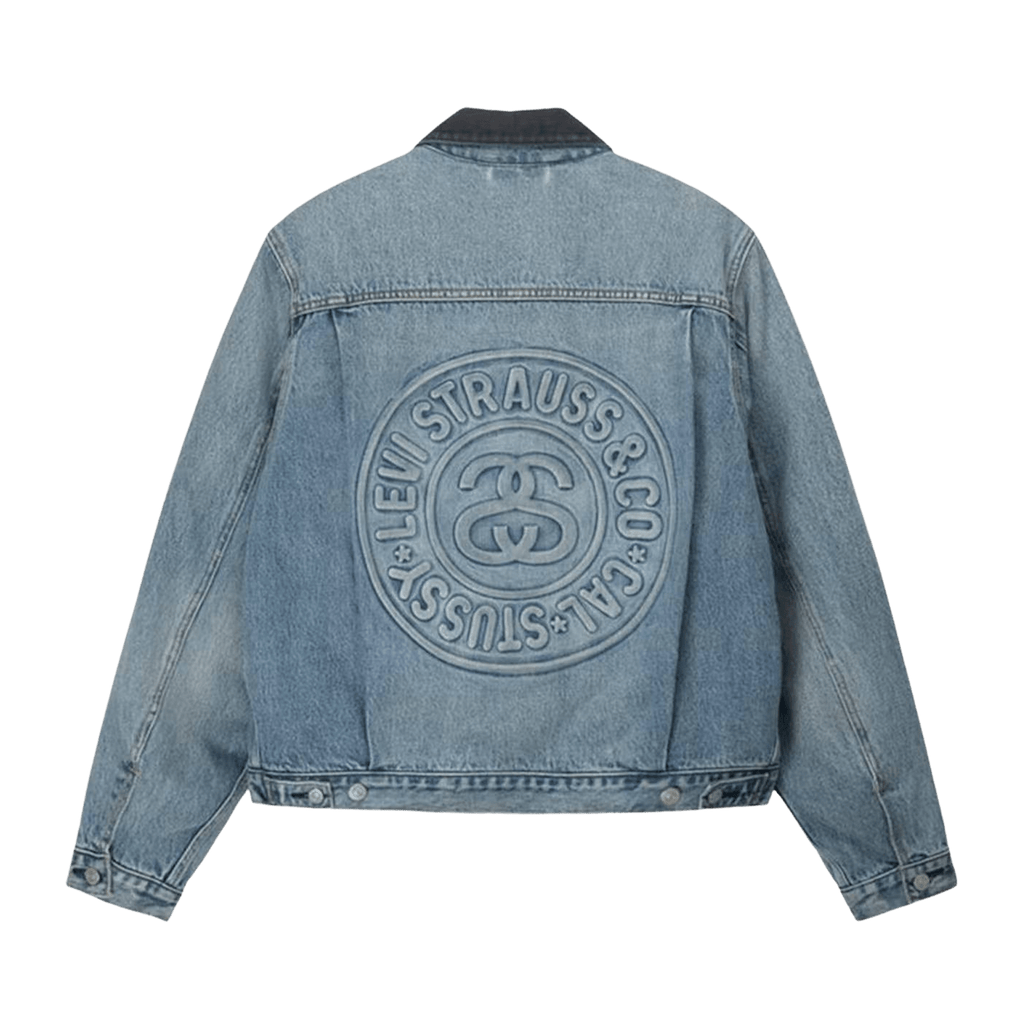 Stussy x Levi's Embossed Trucker Jacket 'Indigo' — Kick Game Stussy x Levi's Embossed Trucker Jacket 'Indigo' — Kick Game