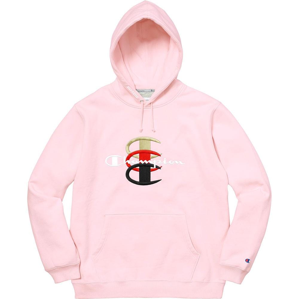 Supreme Champion Stacked C Hooded Sweatshirt - Light Pink - Kick Game