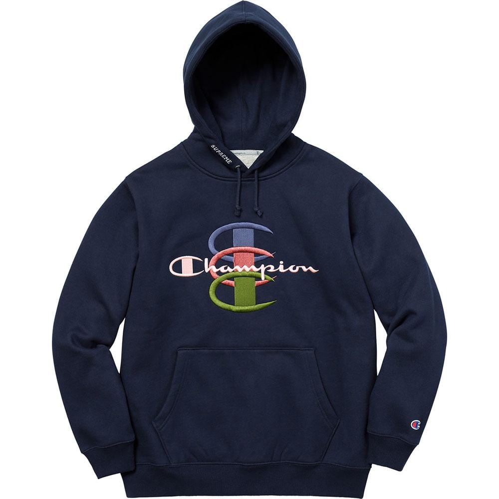 Supreme Champion Stacked C Hooded Sweatshirt Navy - Kick Game
