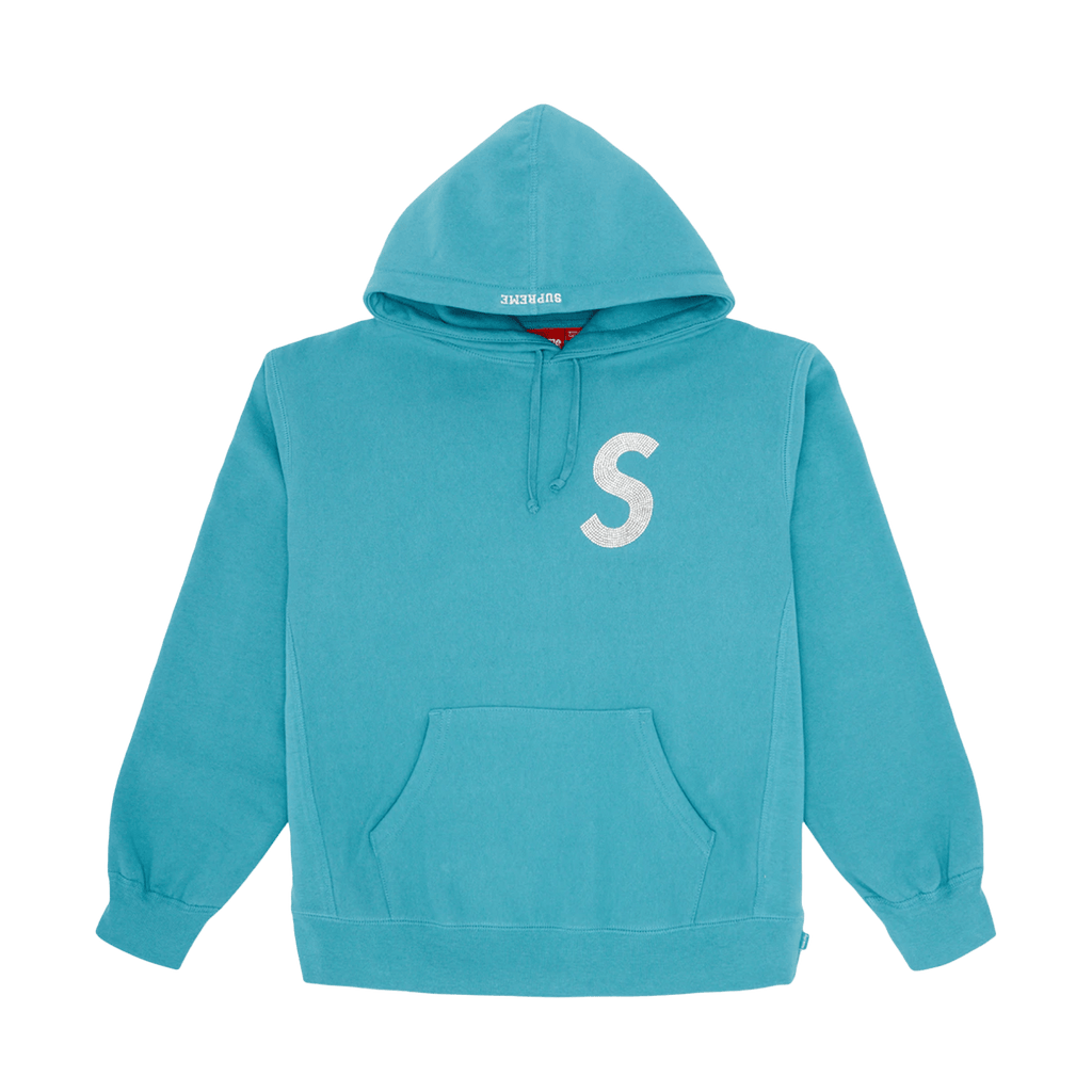 Supreme x Swarovski S Logo Hooded Sweatshirt 'Light Aqua