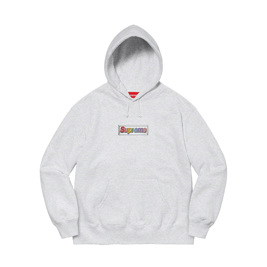 Supreme Bling Box Logo Hooded Sweatshirt Ash Grey
