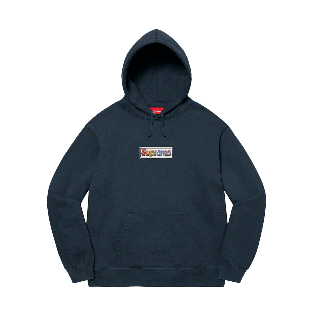 Supreme Bling Box Logo Hooded Sweatshirt 'Navy' — Kick Game Supreme Bling Box Logo Hooded Sweatshirt 'Navy' — Kick Game