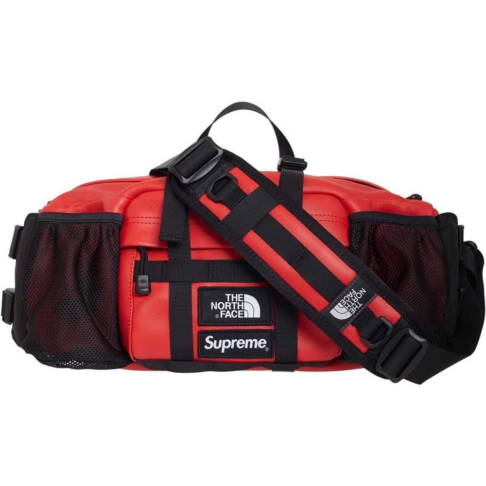Supreme The North Face Leather Mountain Waist Bag Red - Kick Game