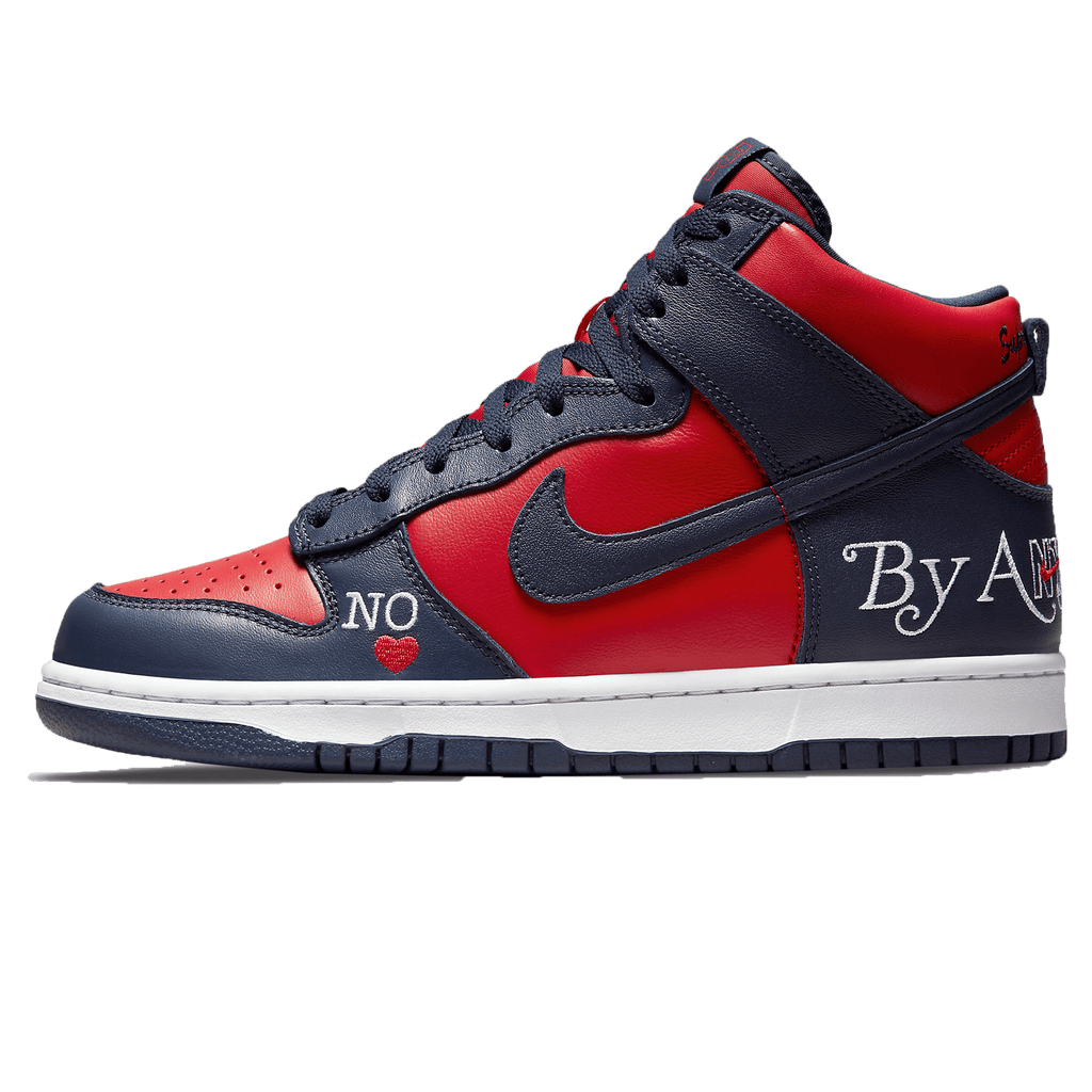 Supreme x Nike Dunk High SB By Any Means   Red Navy