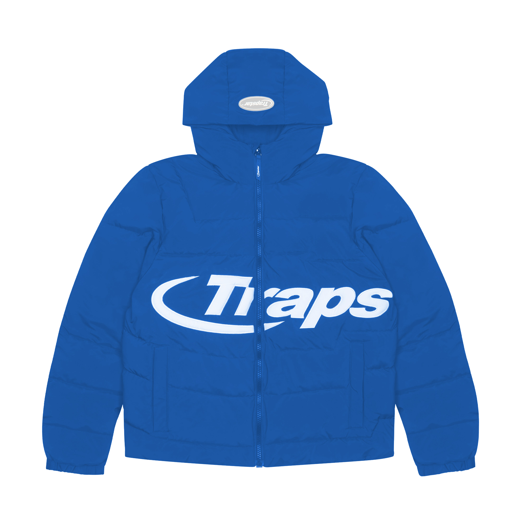 Trapstar Hyperdrive Hooded Puff Puffer - Blue/White - Kick Game