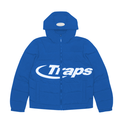 Trapstar Hyperdrive Hooded Puff Puffer - Blue/White - Kick Game