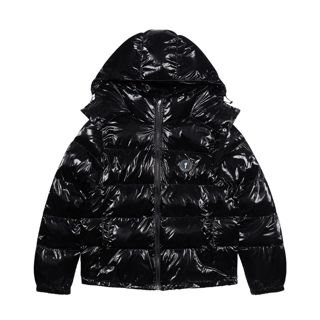 Trapstar Irongate Detachable Hooded Puffer Jacket - Shiny Black - Kick Game