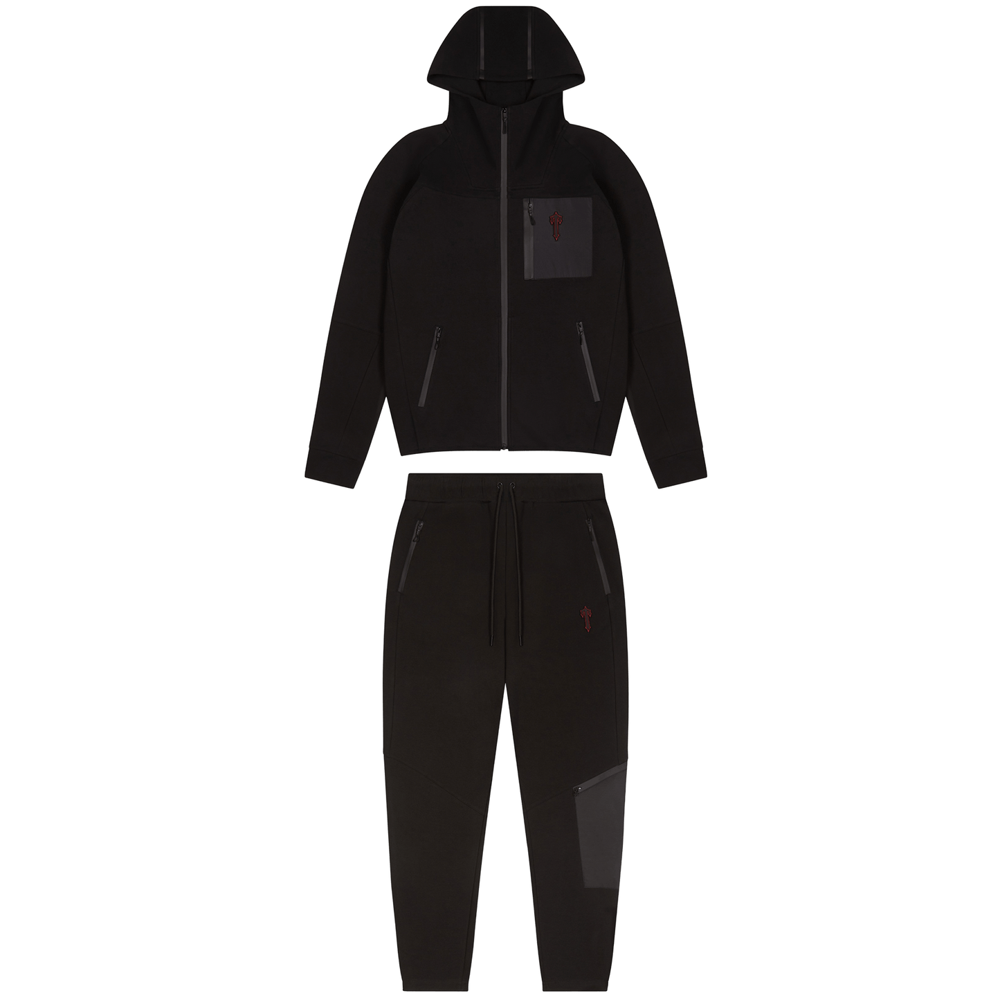 Trapstar Irongate T Fleece Zip Tracksuit-Blackout Edition/Red - Kick Game