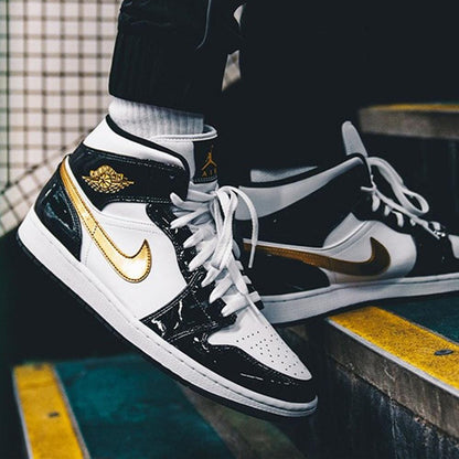 Air Jordan 1 Mid Patent 'Black Gold' - Kick Game