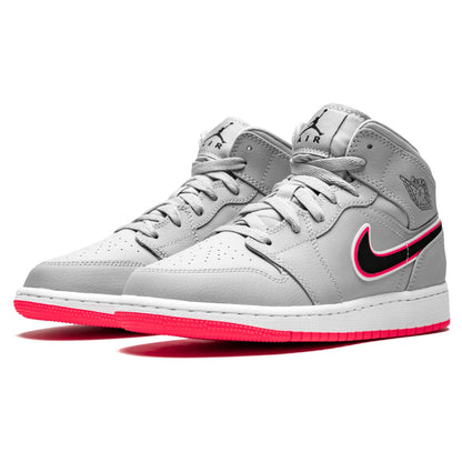 Air Jordan 1 Mid GS 'Wolf Grey Pink' - Kick Game