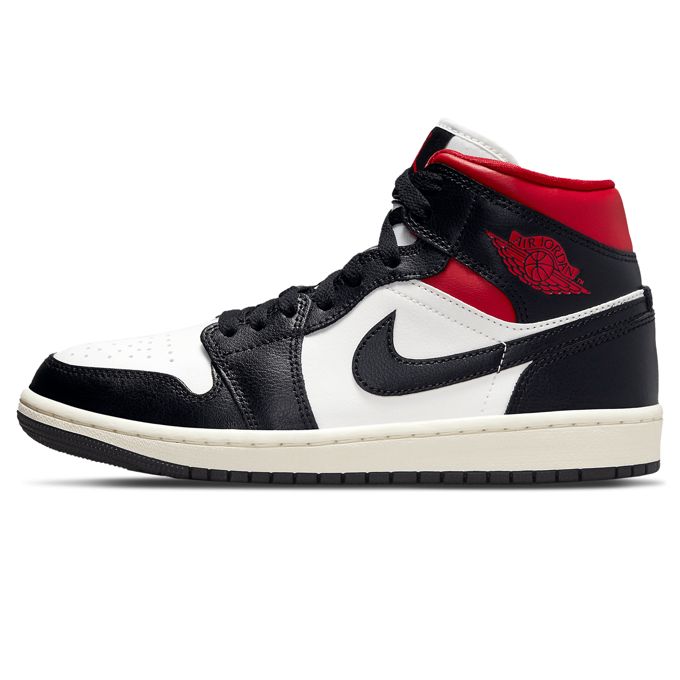 Air Jordan 1 Mid Wmns 'Black Sail Gym Red' - Kick Game
