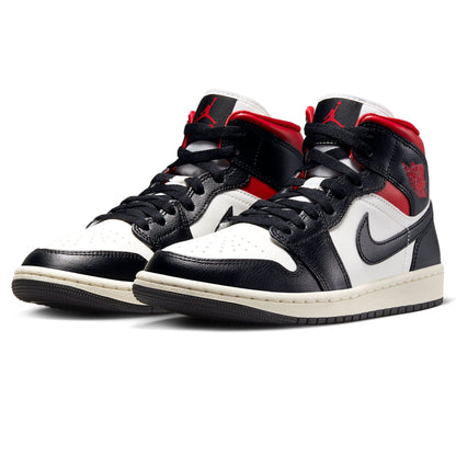 Air Jordan 1 Mid Wmns 'Black Sail Gym Red' - Kick Game