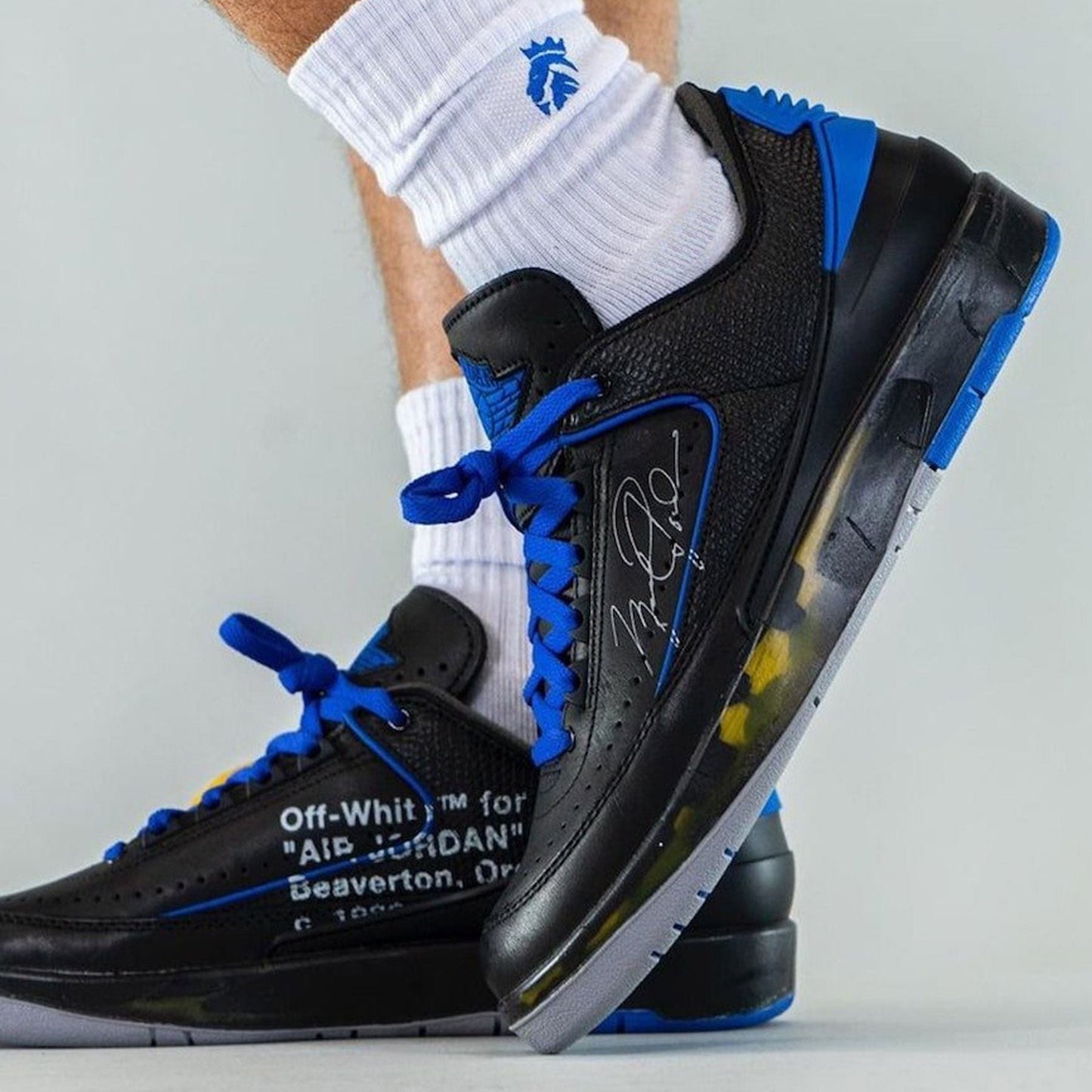 Off-White x Air Jordan 2 Retro Low SP 'Black Varsity Royal' - Kick Game