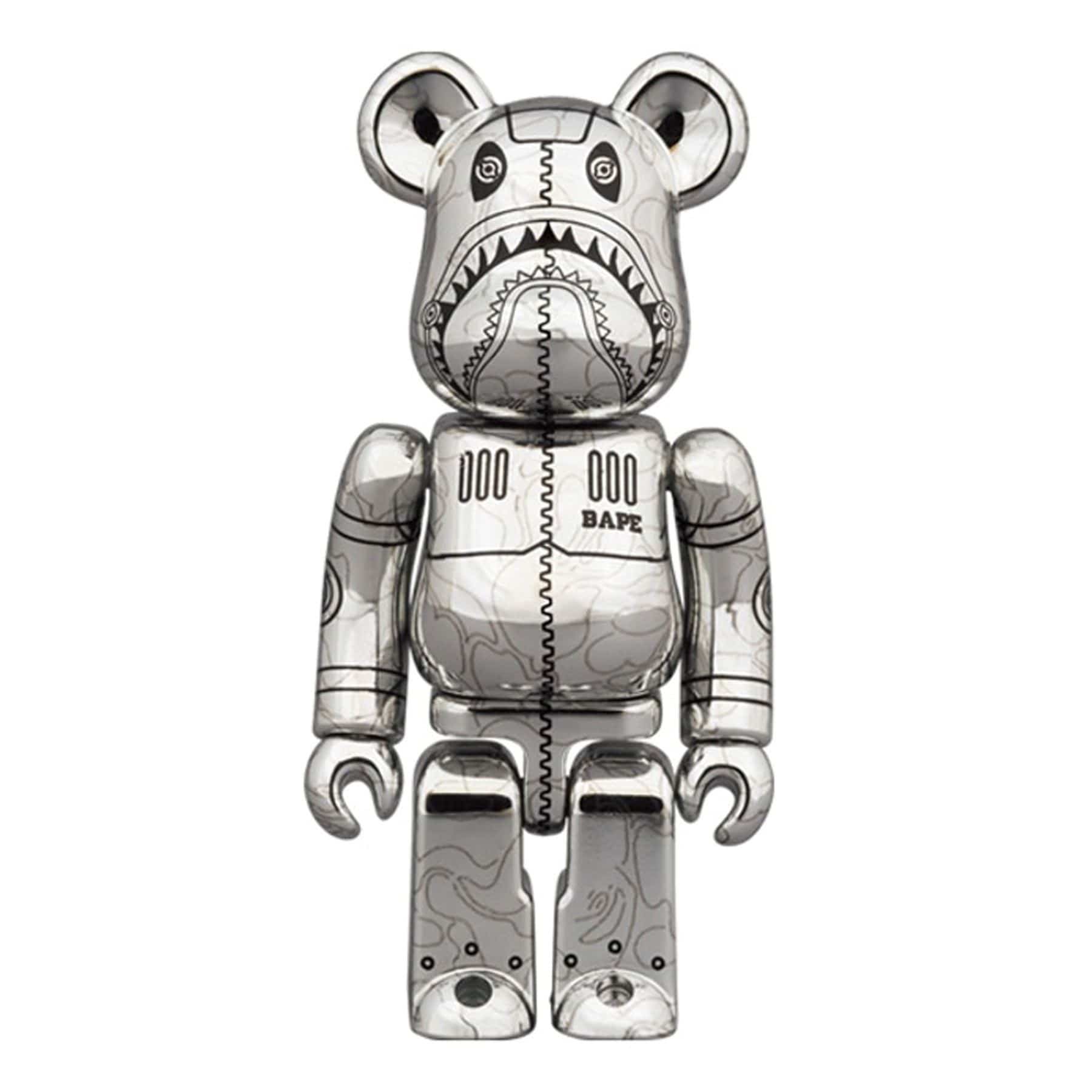 Bearbrick x BAPE x Hajime Sorayama Camo Shark 100% & 400% Set 'Silver' - Kick Game