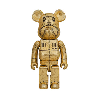 Bearbrick x BAPE x Hajime Sorayama Camo Shark 1000% 'Gold' - Kick Game