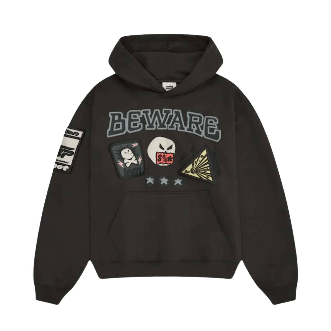 Broken Planet Market Hoodie 'Beware' - Soot Black - Kick Game