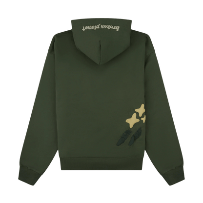 Broken Planet Market Hoodie 'Space Trails' - Olive Green - Kick Game