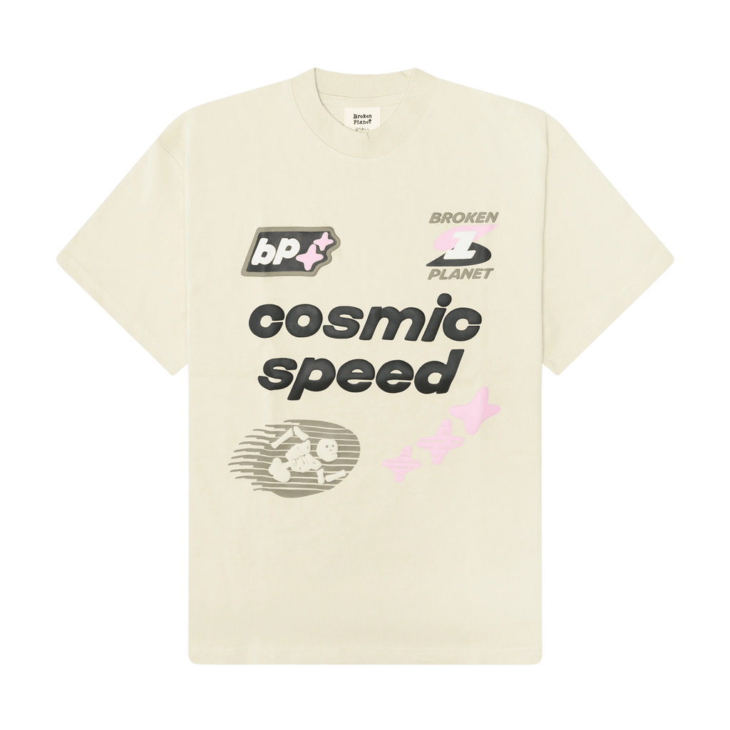 Broken Planet Market T-Shirt 'Cosmic Speed' - Bone White - JuzsportsShops