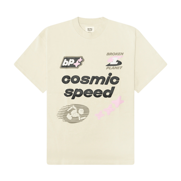 Broken Planet Market T-Shirt 'Cosmic Speed' - Bone silver - UrlfreezeShops