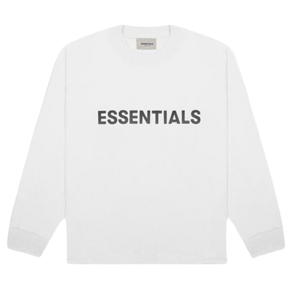 FEAR OF GOD ESSENTIALS 3D Silicon Applique Boxy Long Sleeve T-Shirt White - Kick Game