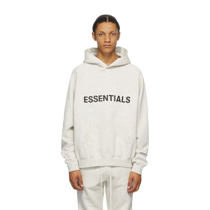 FEAR OF GOD ESSENTIALS 3D Silicon Applique Pullover Hoodie Heather Oatmeal - Kick Game