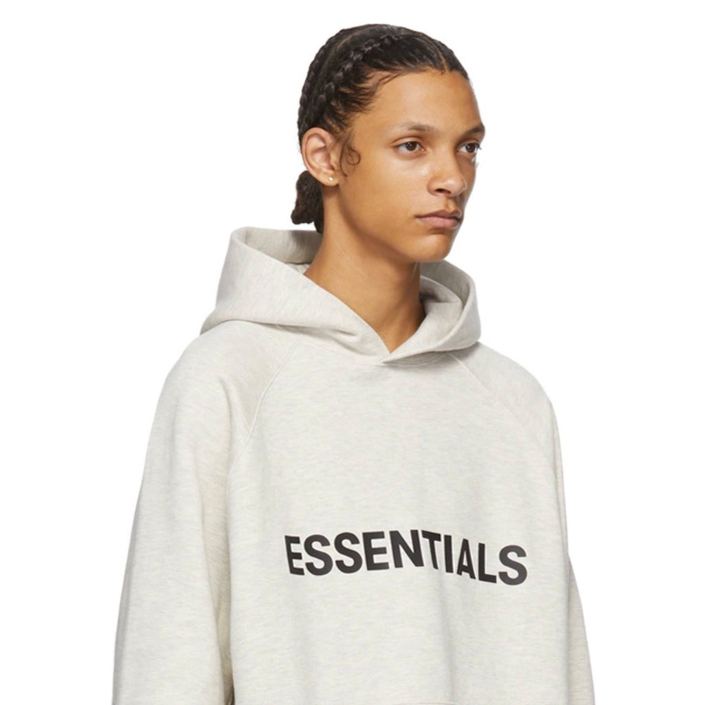 FEAR OF GOD ESSENTIALS 3D Silicon Applique Pullover Hoodie Heather Oatmeal - Kick Game