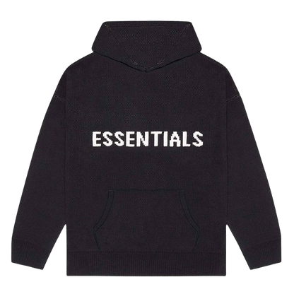 FEAR OF GOD ESSENTIALS Knit Hoodie Black - Kick Game