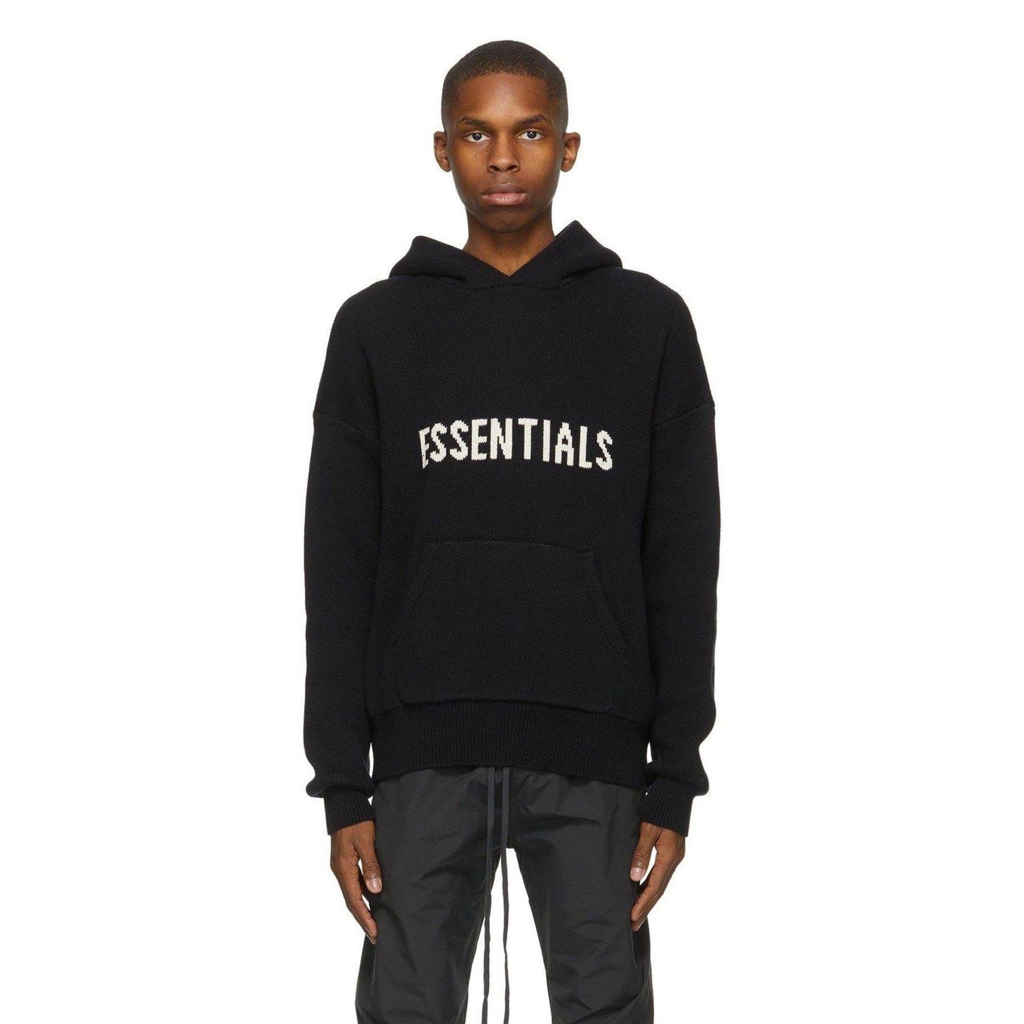 FEAR OF GOD ESSENTIALS Knit Hoodie Black - Kick Game
